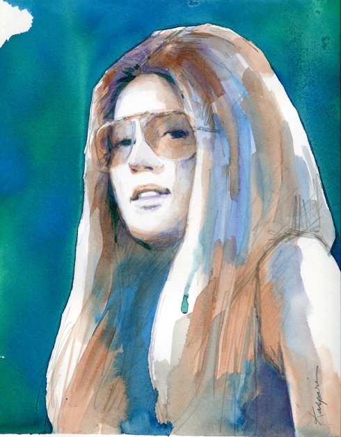 Portrait of Gloria Steinem, watercolor 8" x 10", commissioned for fundraiser auction to benefit Planned Parenthood of Central Oklahoma.